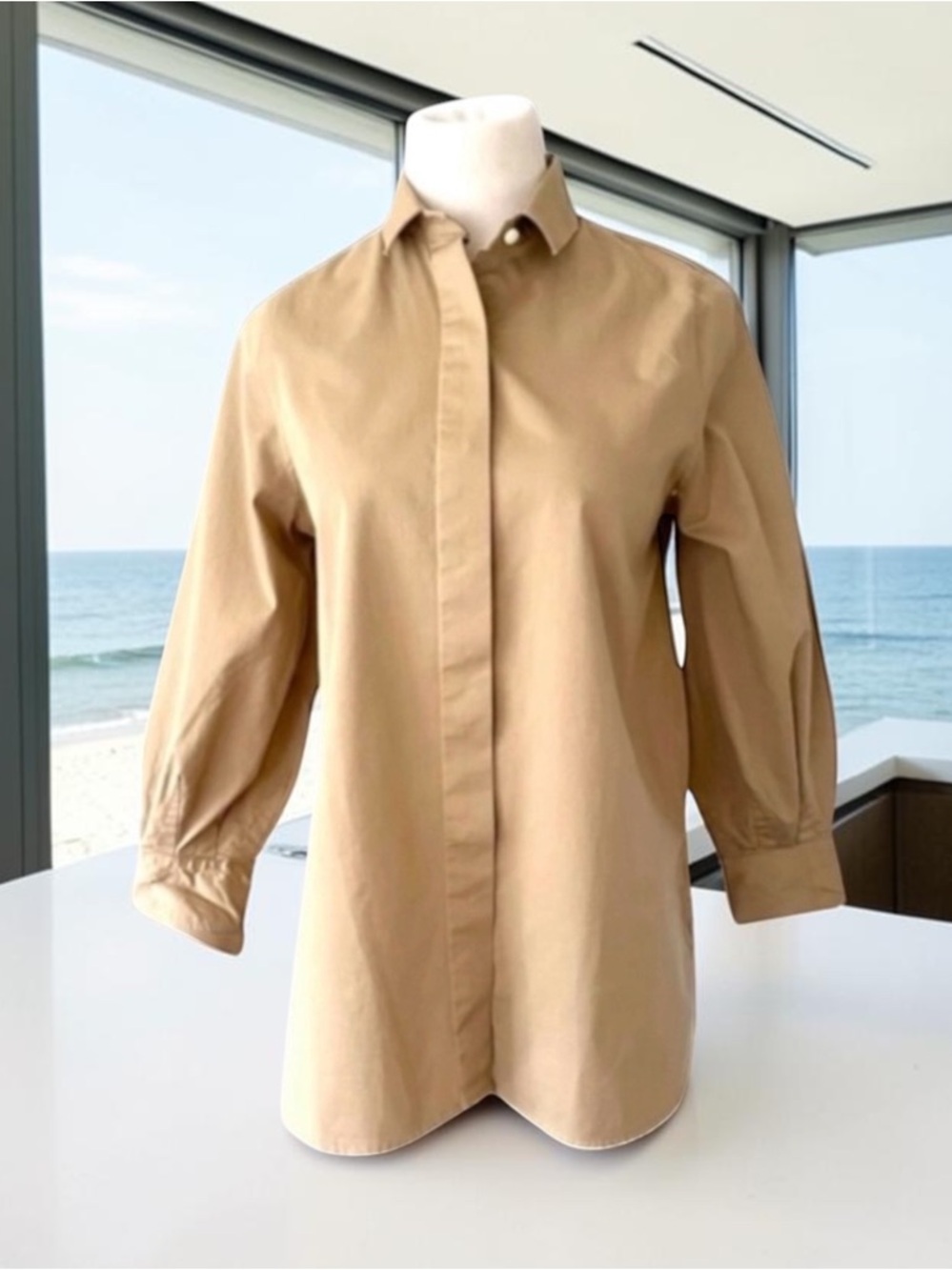 ANN MASHBURN NWOT TWILL POPOVER PUFF SLEEVE SHIRT SIZE X-SMALL